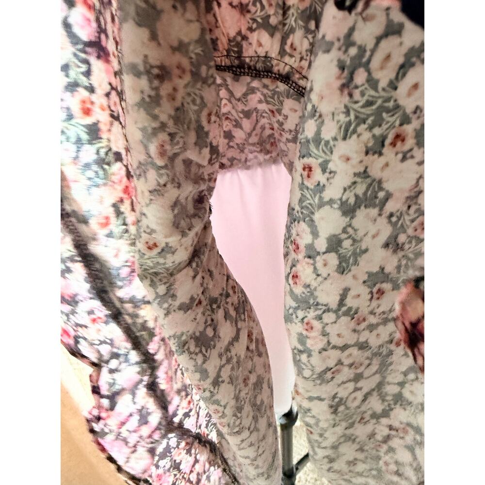 Dear John Floral Summer Dress EUC Pink Black V Neck M - Picture 5 of 8